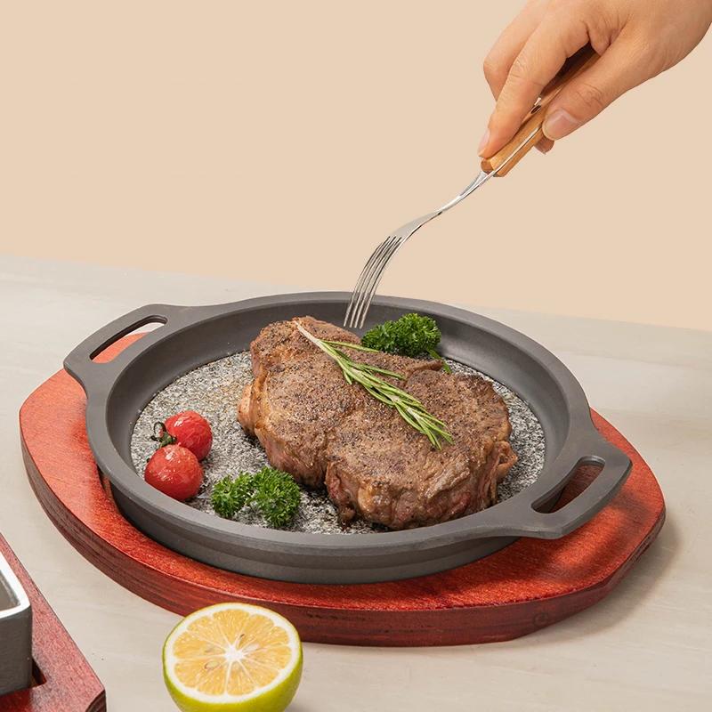 Maifan slate Barbecue plate Steak Barbecue plate Roasted Seafood Stone Plate Circular stone slab Korean barbecue plates