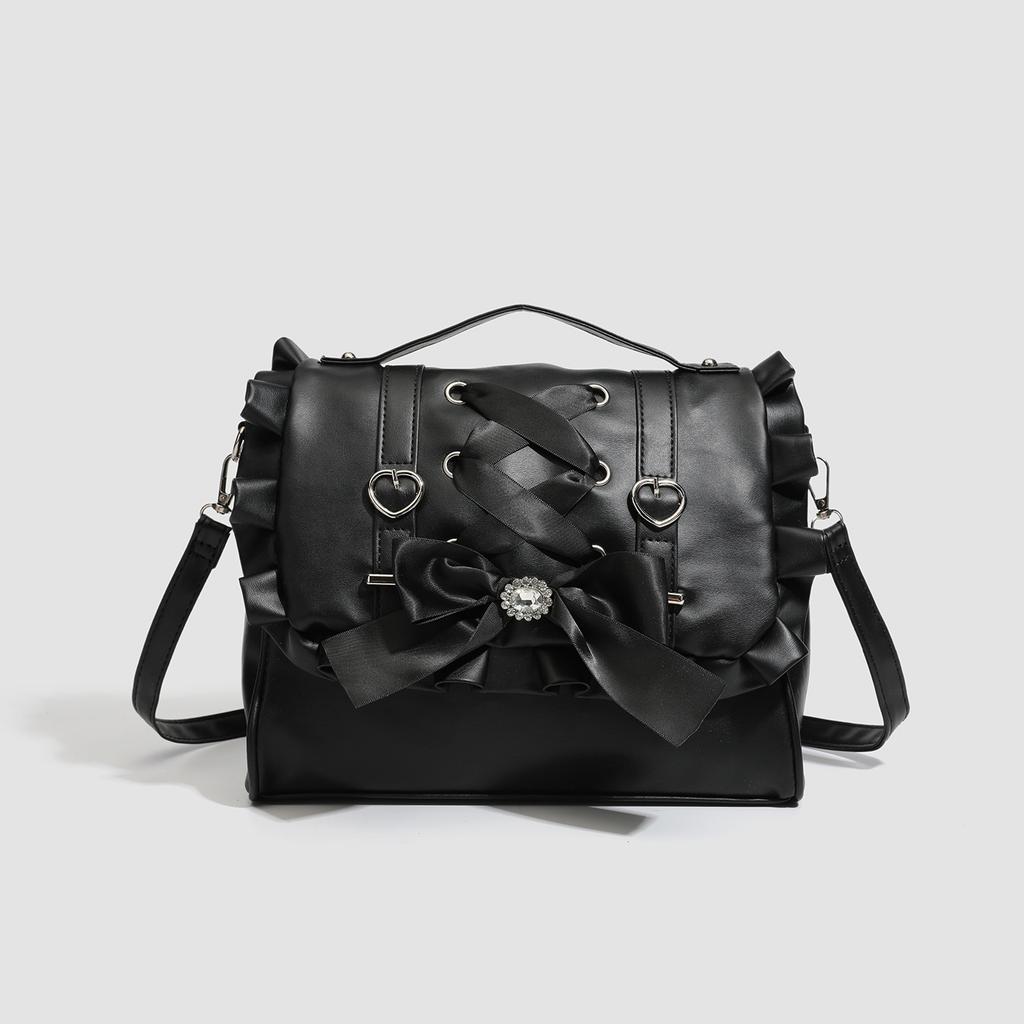 Bag Women 2025 New Versatile Lolita Bow Control Strap Love Handheld One Shoulder Oblique Backpack Women