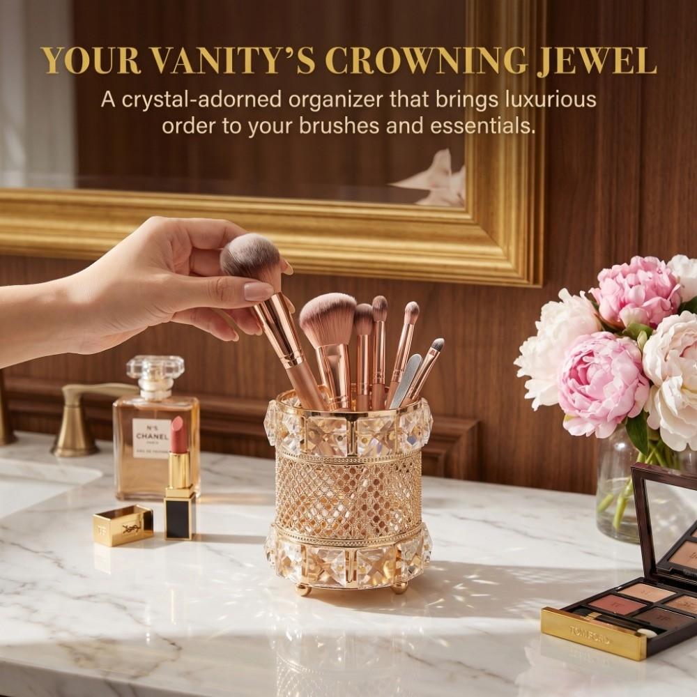 Crystal Cosmetics Brushes Storage Cup Elegant Cosmetic Storage Box Personalized pen holder  Makeup