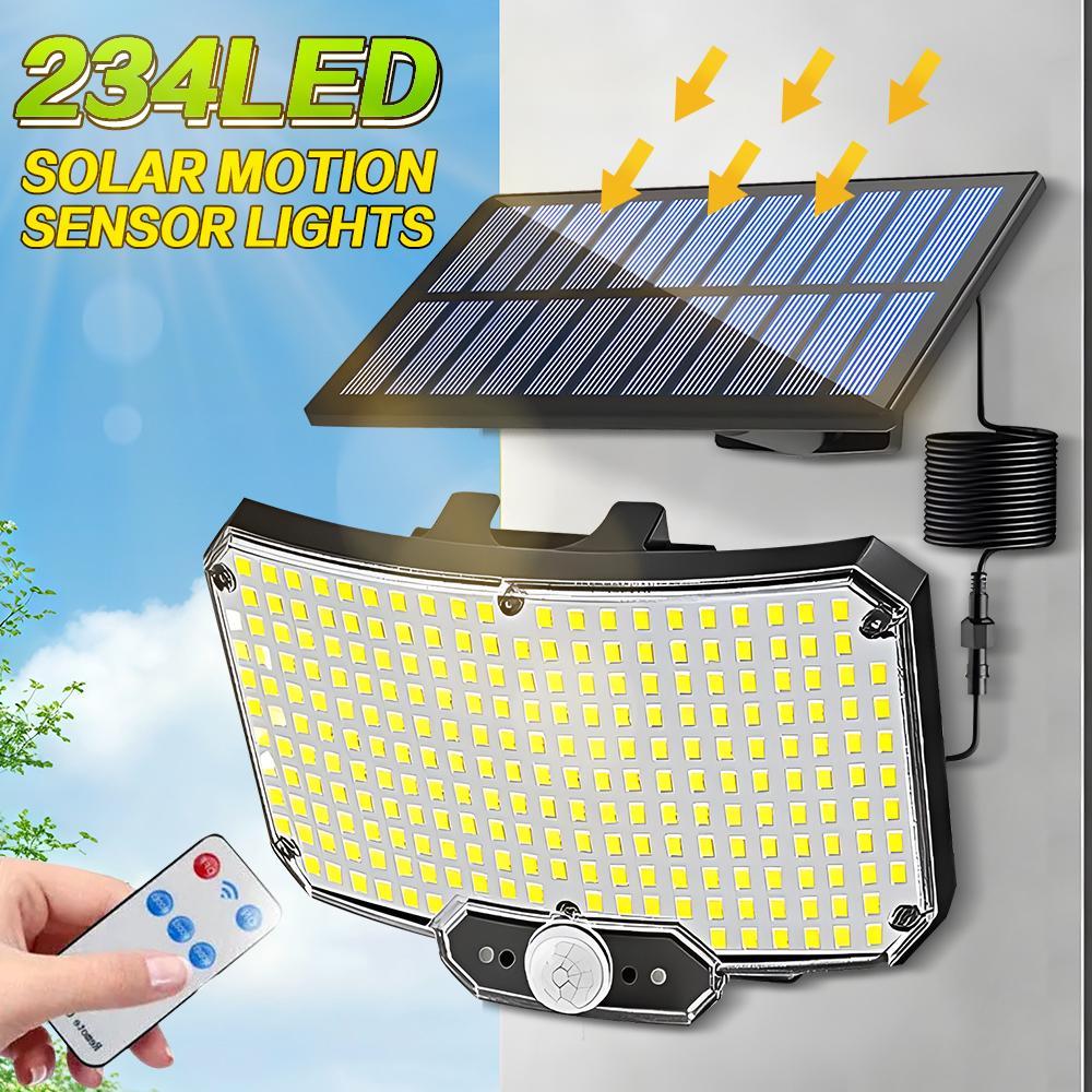 

Solar Outdoor Lights, 234 LED Flood Lights Remote, Solar Motion Sensor Lights with 3Mode, Solar Powered Security Lights for Yard