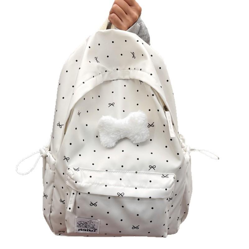Schoolbag Japanese Schoolbag Female College Student Simple Polka Dot Flash Cute Girl Backpack Large Capacity Girl Schoolbag