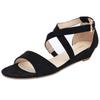 Sandali con zeppa piatta con cinturino alla caviglia e punta in velluto da donna da 30 mm, casual, con tacco, per feste