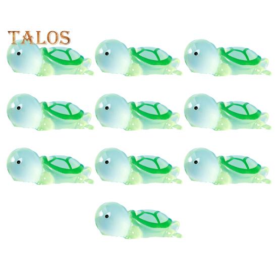 

10 шт., статуя черепахи, тонкая работа, декоративная смола, практичная светящаяся статуя черепахи, микропейзаж, домашний декор S зелёный