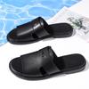 Herren Schwarz Leder Hausschuhe Einfache flache Sandalen Sommer Braun Outdoor Römische Sandalen Outdoor Strandschuhe für Vater Übergröße