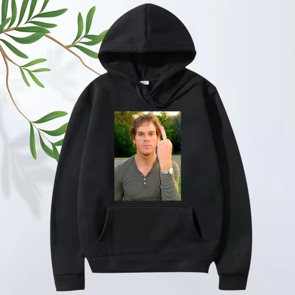 

Dexter Morgan Flipping Off Classic Hoodie Men s Women Vintage Long Sleeve Sweatshirt with Print Graphics Oversized S