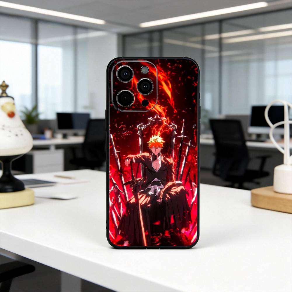 I-Ichigo B-B-BLEA-CH K-Kurosaki  Phone Case For iPhone 17,16,15,14,13,12,11 Plus,Pro Max,XS,Soft Silicone Black Cover