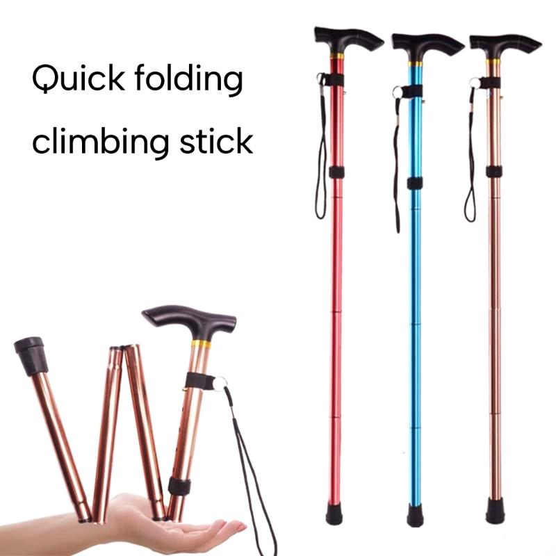 Walking Sticks Aluminum Alloy Climbing Cane Telescopic Folding Climbing and Hiking Cane Trekking Pole Elderly Cane