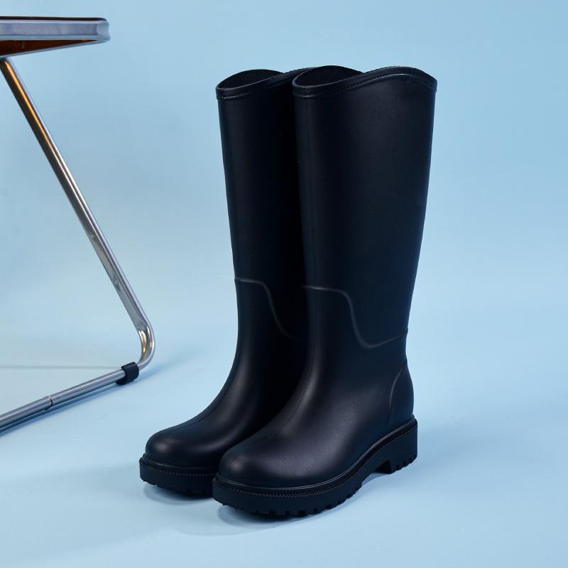 Fashion rain shoes women's velvet water shoes waterproof and non-slip rain boots long tube water shoes soft sole comfortable water boots