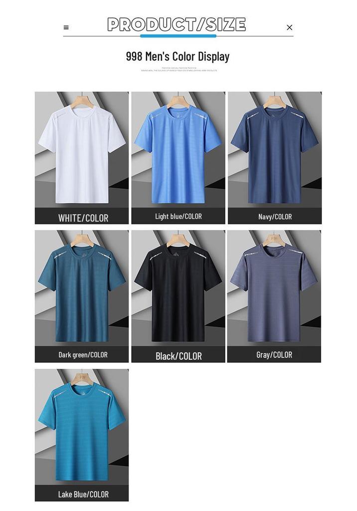 Summer Couple Ice Silk Quick-Dry Breathable Short Sleeve Sports T-Shirt for Men