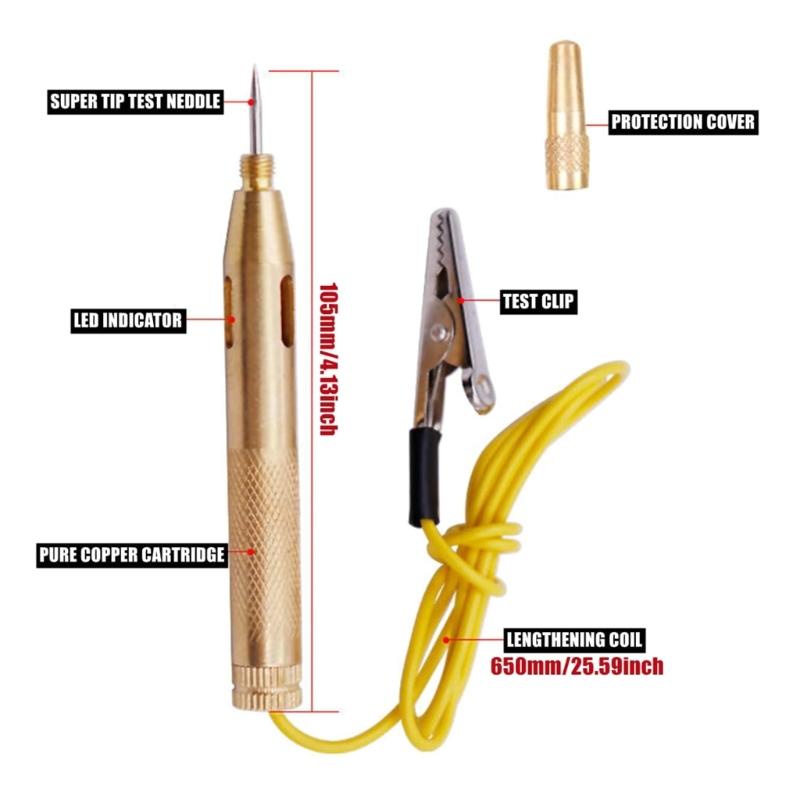 Heavy Duty Automobile Circuit Tester,6-24V Test Light with Alligators Clip Circuit Voltage Tester for Car Motorcycles