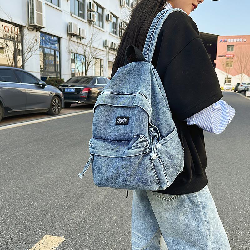 College Style Couple Student Schoolbag Denim Lightweight Backpack
