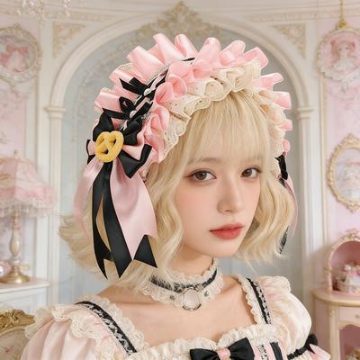 Mooi Kant Strikje Haarband Zachte Stof Ruche Haarband Voor Kostuum Accessoire Anime Fotoshoots En Speciale Gelegenheid