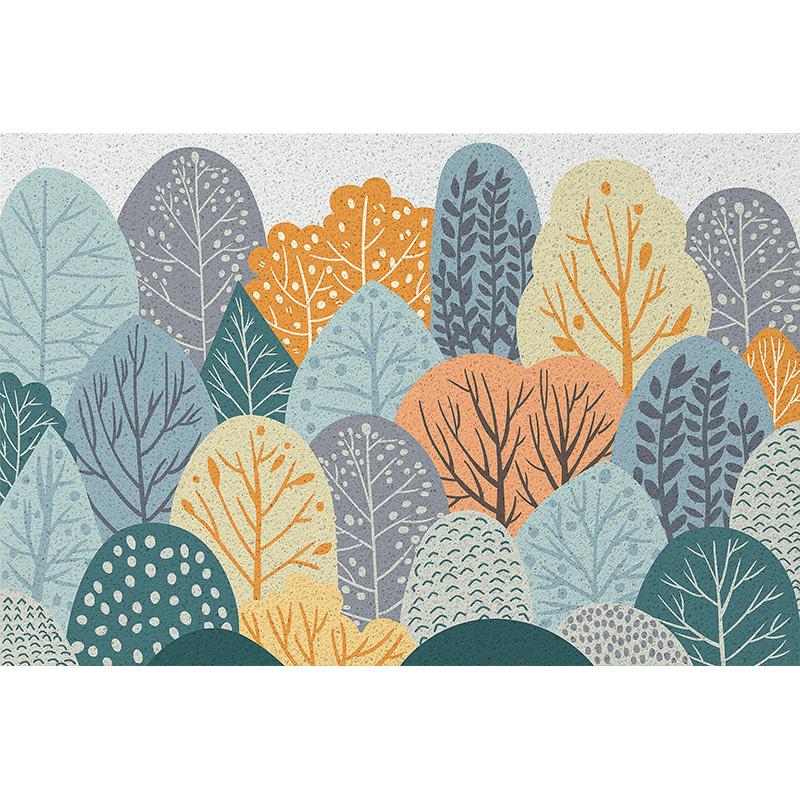 Forest Welcome Mat Entrance Carpet Indoor Outdoor Doormat Low Profile Door Rug Washable Non Slip Rubber Back Low Profile Mat