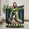 Soft Warm Blankets Travel Office Funny Christmas Italian Brain Rot Italian Brainrot For Couch Chair Print Sofa Bed Cover