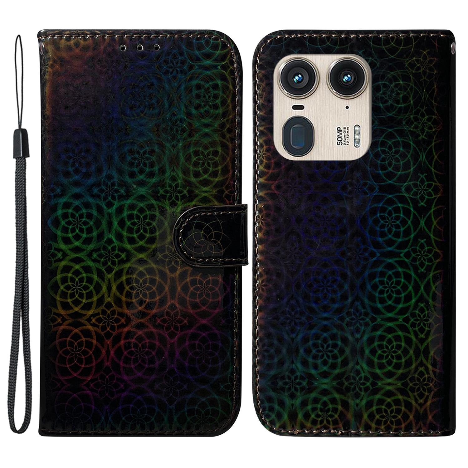 

For Motorola Edge 50 Ultra 5G/Moto X50 Ultra 5G Dazzling Flower Wholesale Phone Case PU Leather Phone Cover Black