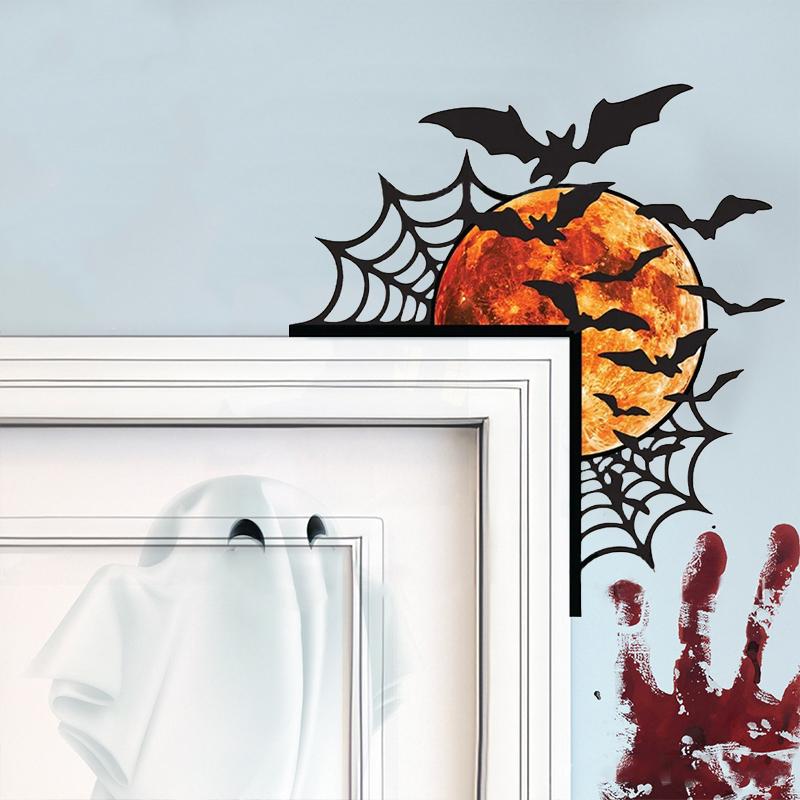 1PC Unique Halloween Door Lintel Decoration Spider Web Door Corner Decoration 25x22cm