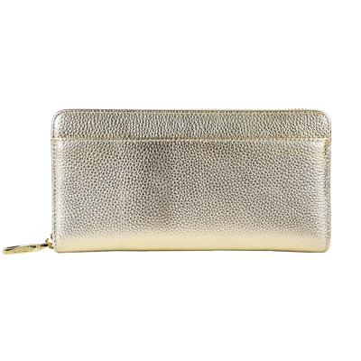 On LIZDAYS Long Genuine Leather Round Zipper [Style Bag] Wallet, Anti-Skimming, Wallet, Women's, (Gold) [Item]