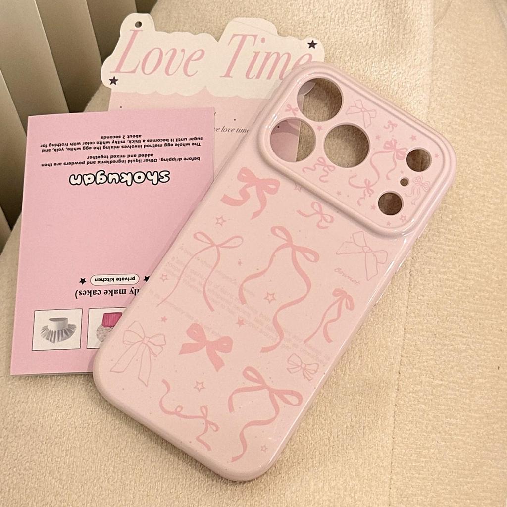 Pink bow phone case suitable for iPhone 16, iPhone 17, and iPhone 17 Pro Max