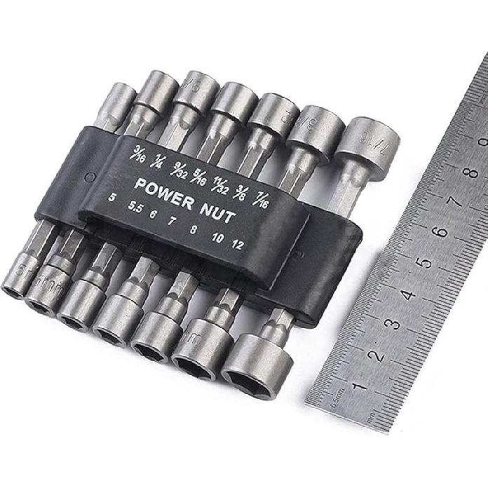 SUOFEILAIMU 14-3Pcs 5-12mm Hexagon Nut Driver Socket Screwdriver Wrench Set Drill Bit Adapter for Electric Screwdriver Handle Tool (Color : 6pcs