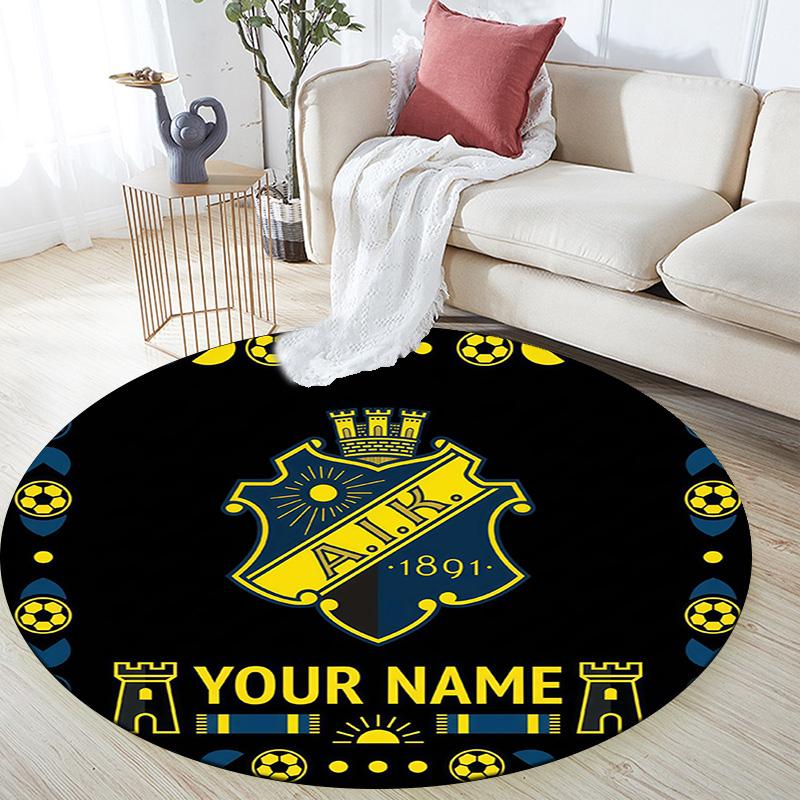 Custom Name AIK Round Area Rug,Carpet Rug for Living Room Bedroom Sofa Playroom Decor,Non-slip Floor Mat