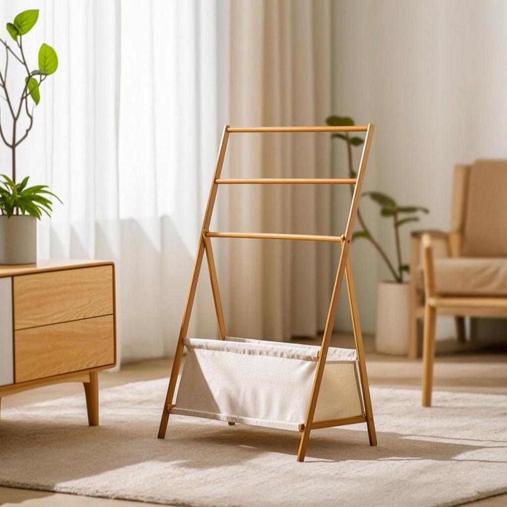 Clothes Rack with Storage Bin Freestanding A-Shaped Frame Garment
