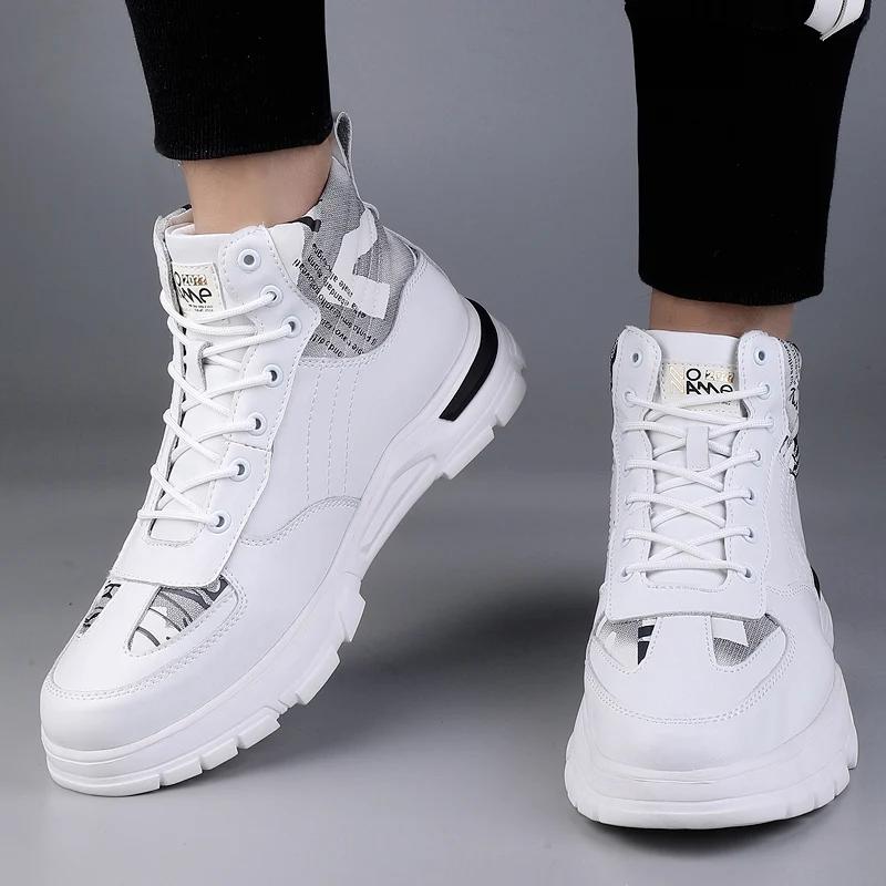Stivali da uomo con rialzo nascosto in vera pelle alla caviglia 7 cm Scarpe per aumentare l'altezza invisibili Scarpe casual da uomo con rialzo interno