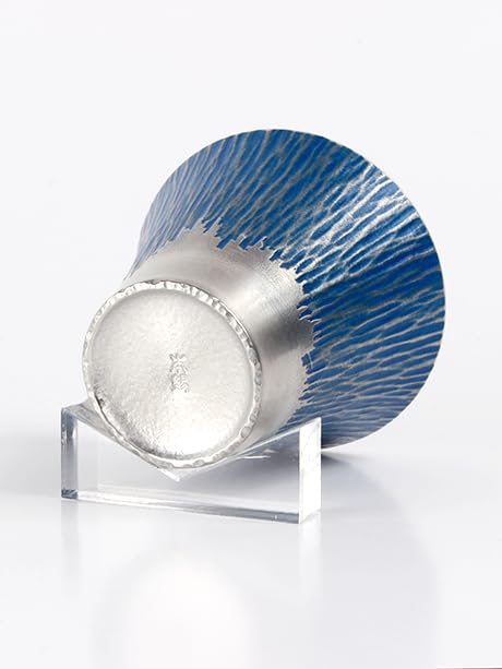 Osaka Suzuki Sake Cup, Handmade from Pure Tin, Perfect as a Gift for People in Their 30s and 40s, Mt. Fuji Design, Blue (fug-b)