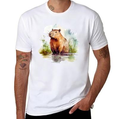 Watercolor Capybara Tshirt Anime T Shirts Oversize T Shirt Unisex Luxury Tshirt