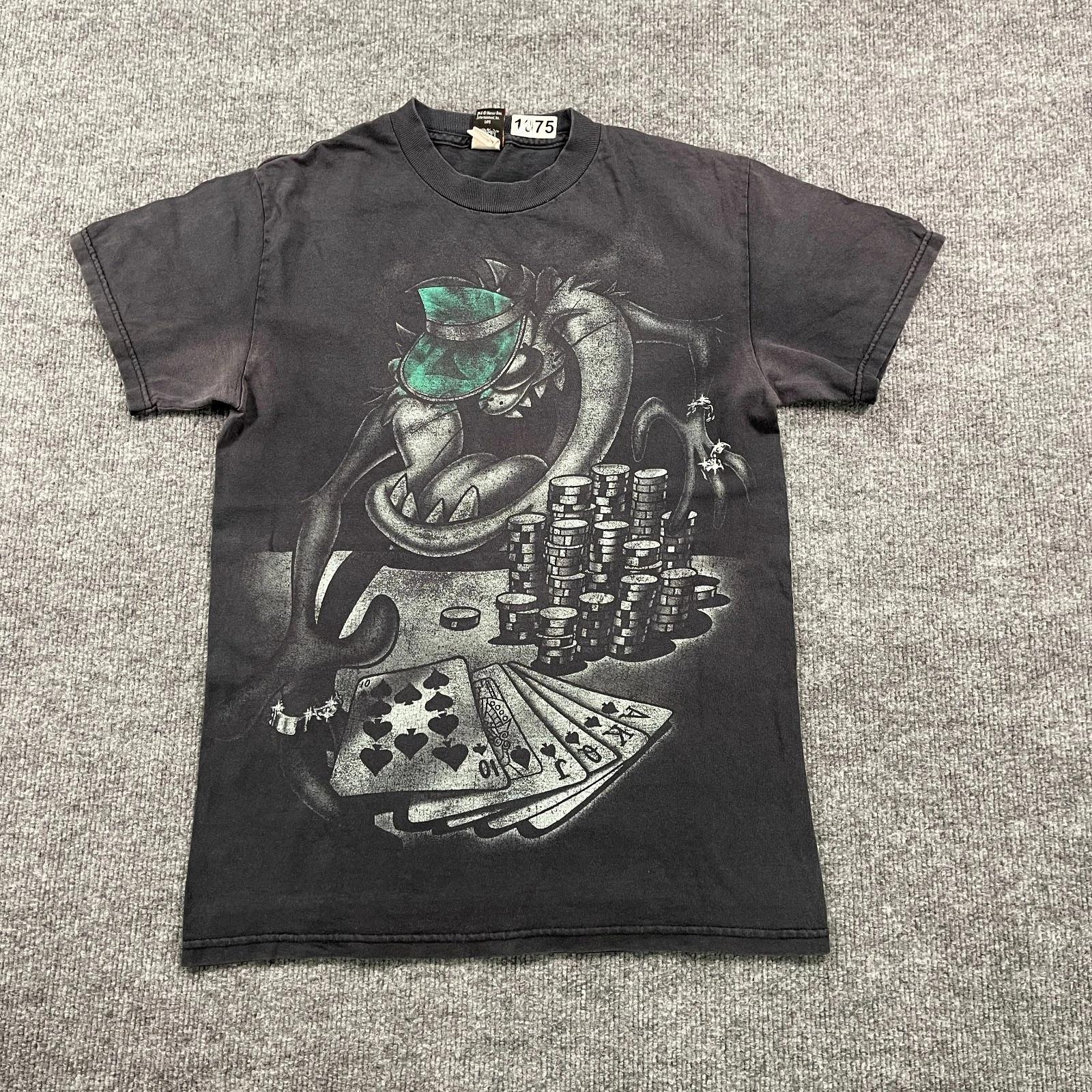 Vintage Y2K Tasmanian Devil Taz Poker Shirt Small 18x26 Looney-Tunes 3XL