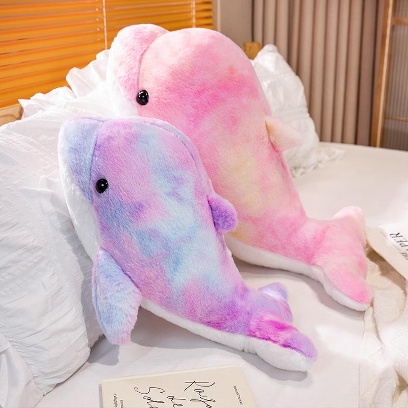 20-100cm New Colorful Dolphin Plush Toy Dreamy Purple Dolphin Soft Cartoon Model Throw Pillow Home Decor For Birthday Gifts