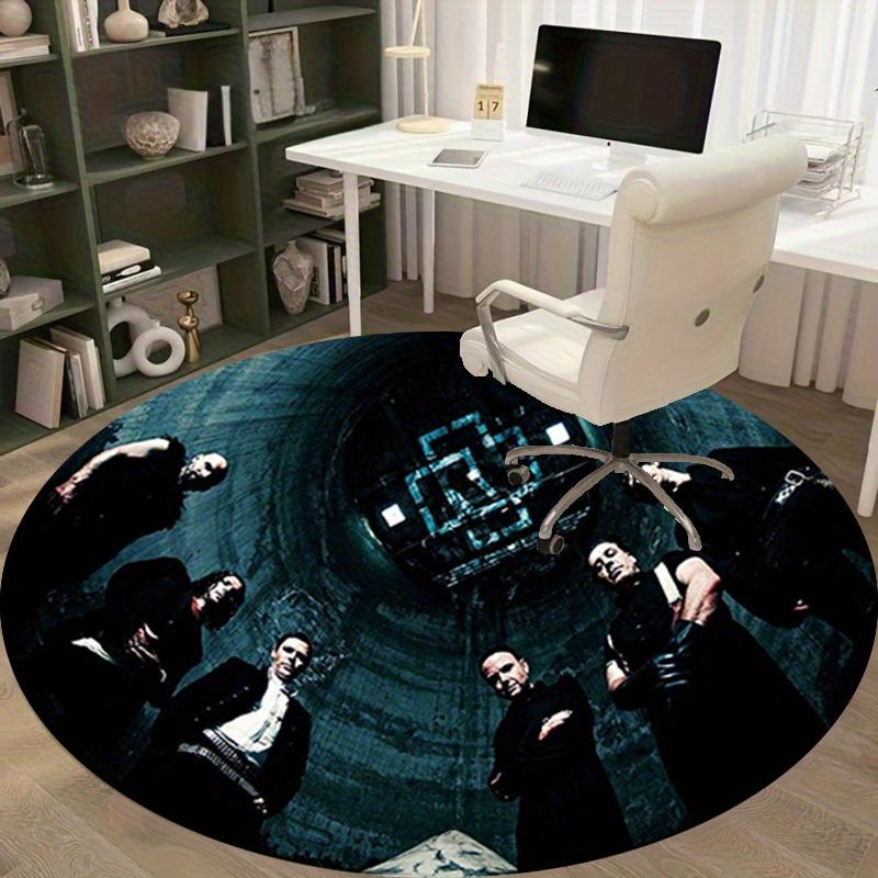 1pc Home Office Outdoor Gift Circular Carpet - Industrial Style Design with Band Logo Print  for Living Room, Bedroom, or Patio AreaRC2788
