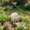 Yousheng Bird Feeder Garden Stake with Iron Bracket Deep Bowl Feeder Rust-Resistant Food And Water Holder for Courtyards And