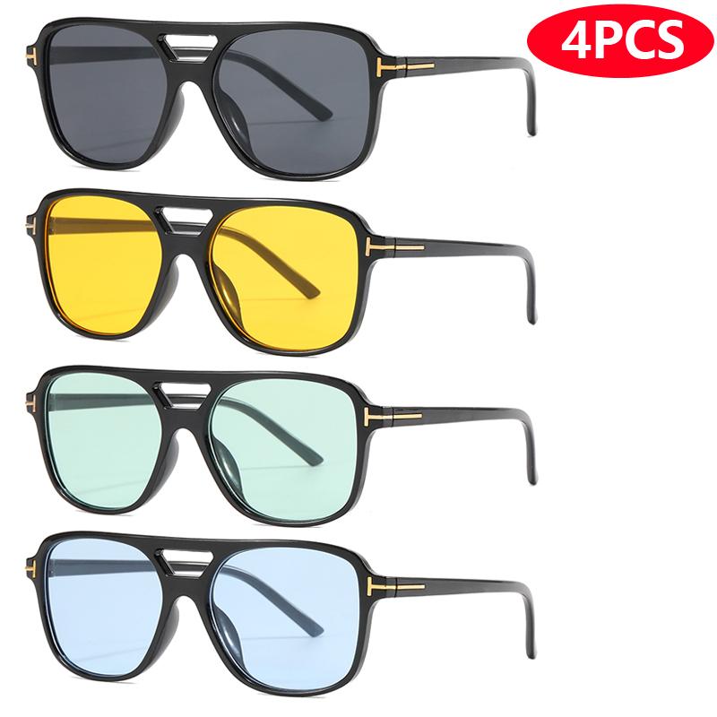 Premium 9pcs/4pcs Double Bridge Sun Glasses Oversize Candy Color Goggles Ladies Classic Fashion Oval Pilot Sunglasses UV400 Oculos De Sol