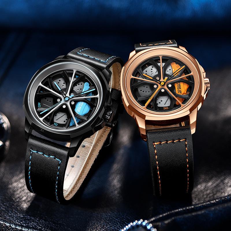 SVJ Men's Wheel Watch: Cross-border Bestseller with 3D Hollow Design & Car Mod Brake Caliper