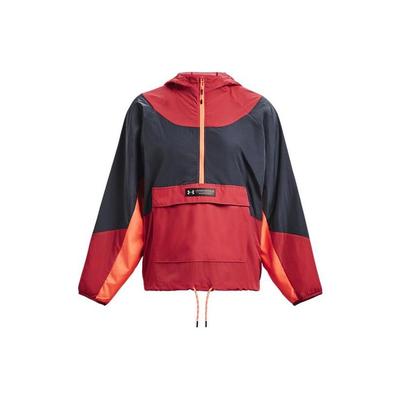 Color Block Woven Half-Zip Hooded Training Sweatshirt Women Sweatshirt Red 1376920-638