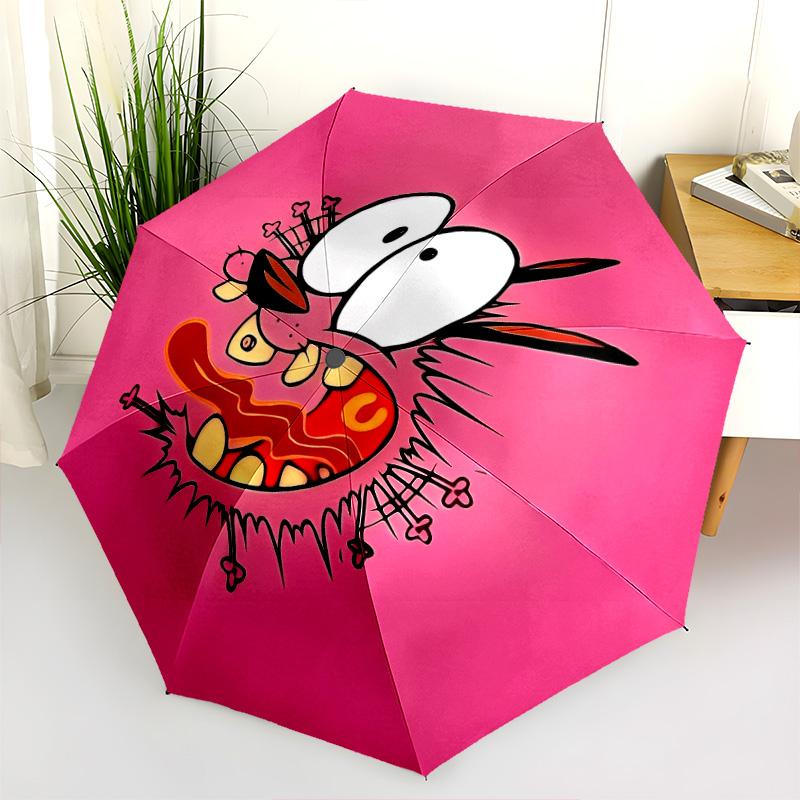 Courage the Cowardly Dog and Scooby-Doo  Pattern, Automatic Folding Umbrella, Portable and Foldable Design, 8 Ribs, a Christmas or Birthday Gift.