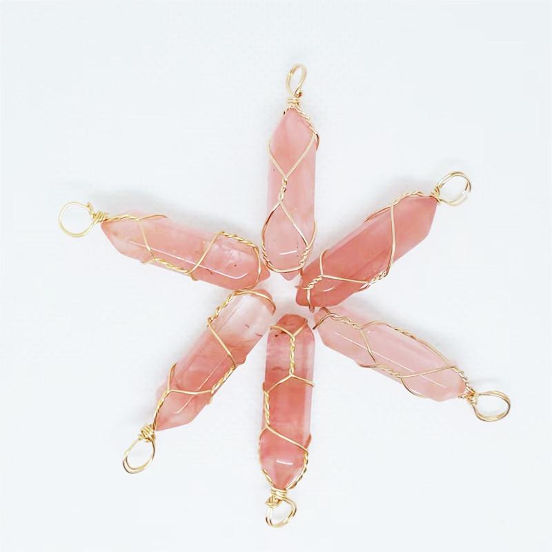 Hexagonal Double-Ended Crystal Pendant DIY Jewelry Accessory