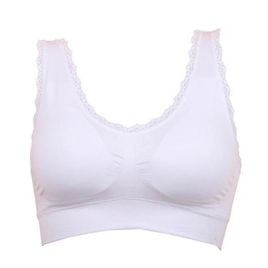 Jednobarevné dámské krajkové lemování Bezešvé vycpané drátěné podprsenky Crop Top spodní prádlo