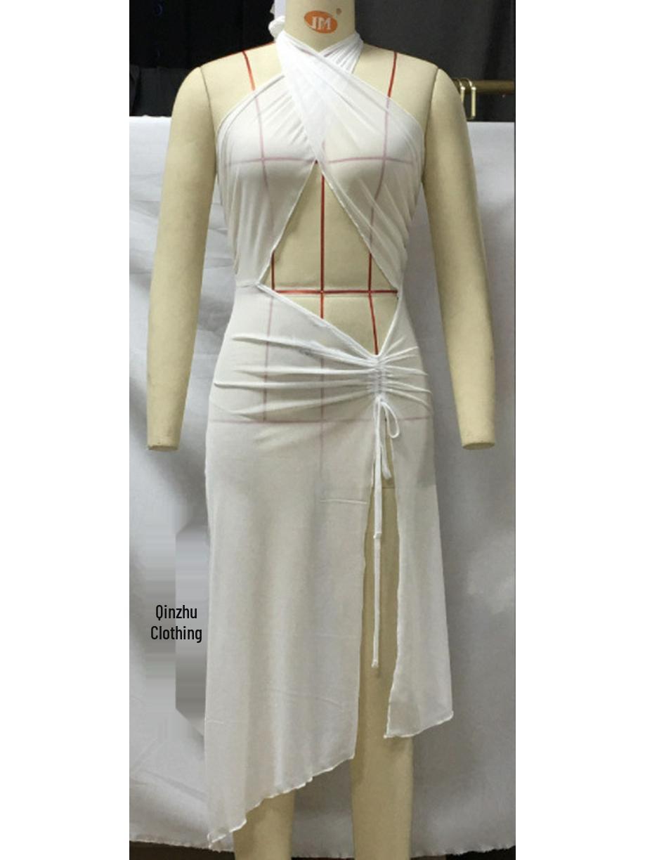 

Новый европейский и американский пляжный плащ с перекрещенным передом и халтернеком: Сексуальное, Стройнящее, Платье с открытой спиной Small белый