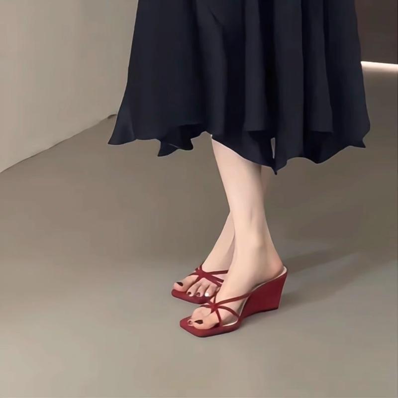 Fashion 2024 Summer Women's Shoes Temperament Slimming Lolita Ins Style Retro Bow Floral Wedge Heeled Luxury Sandals  Zapatillas Mujer