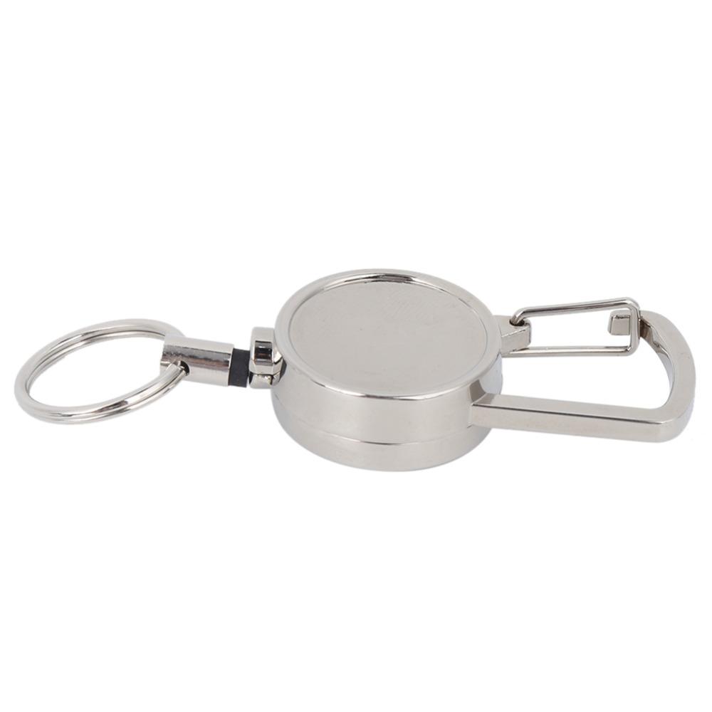 2 Pcs All Metal Key Ring 2.5cm Retractable Keychain Durable ID Badge Holder  Camping