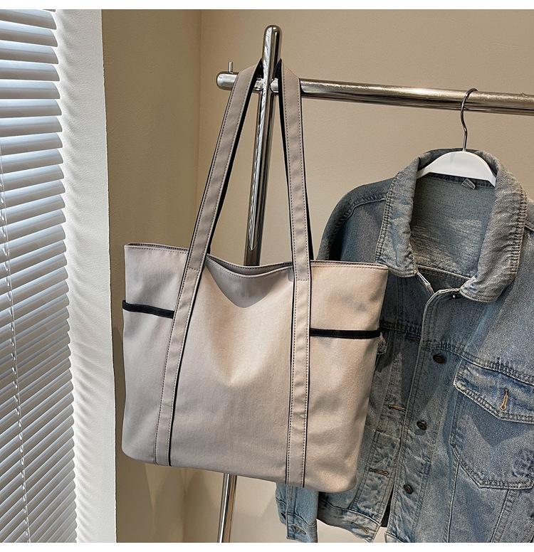 Contrasting color tote bag women's 2025 new large-capacity fashion handbag LULU same shoulder bag