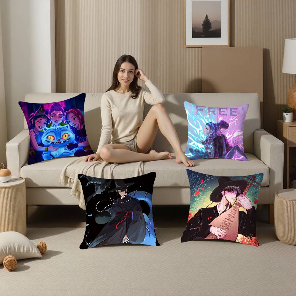 K-kpop D-Demon H-Hunters Pillow Case Plush Fabric Soft  Pillowcase Double Sided Print Cushion Cover Household Gifts