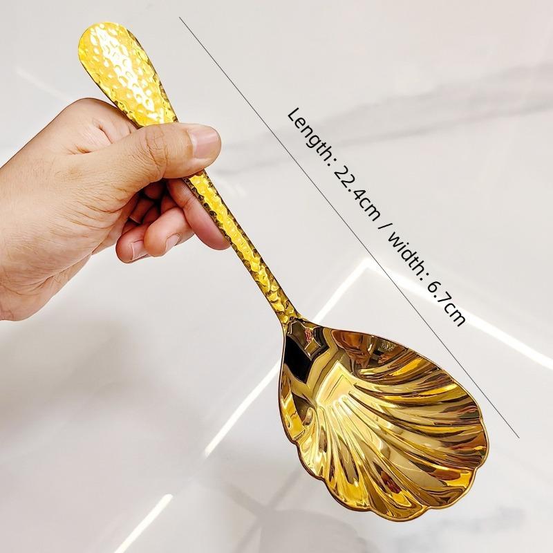 Shell Spoon Stainless Steel Hammer Pattern Public Spoon Restaurant Luxury Home Use Kitchen Utensils