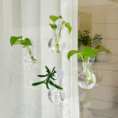 4 piezas/juego Jarrón Transparente Colgante de Pared Autoriego Acuario Colgante Maceta de Pared Ventana
