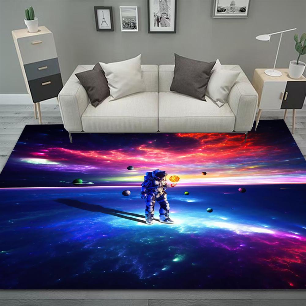 Weltraum Astronaut Teppiche für Wohnzimmer Schlafzimmer Dekoration Großer Teppich Rutschfest Waschbar Zuhause Couchtisch Bodenmatte Bad Fußmatte