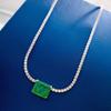 Paraiba 925 Sterling Silver Women's Clavicle Necklace with Full Diamond Simulated Luxury Design