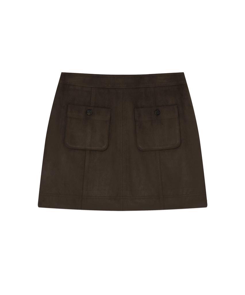 Covernat Woman Suede Mini Skirt Brown