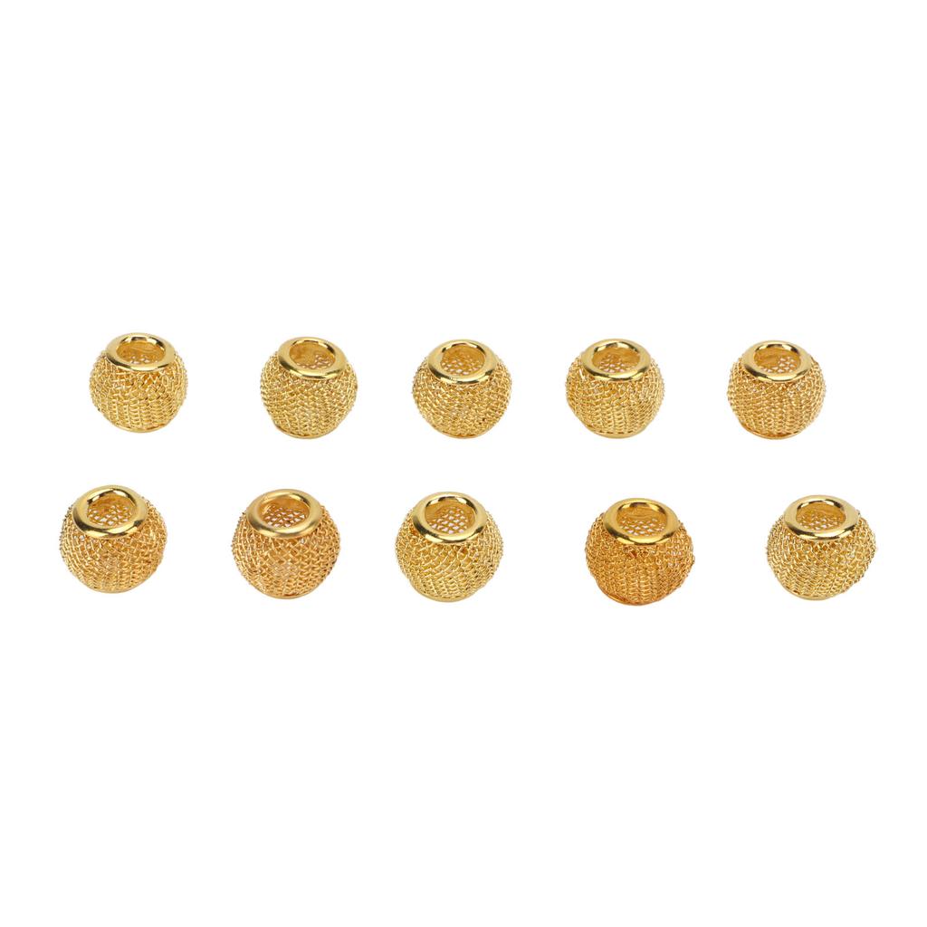 10 Pcs Spacer Beads Round Mesh Hollow Gold Plated   Spacer Beads   Hand Made Beading for Jewelry Making