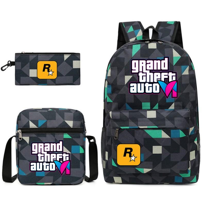 GTA tēmas studentu mugursomu komplekts ar